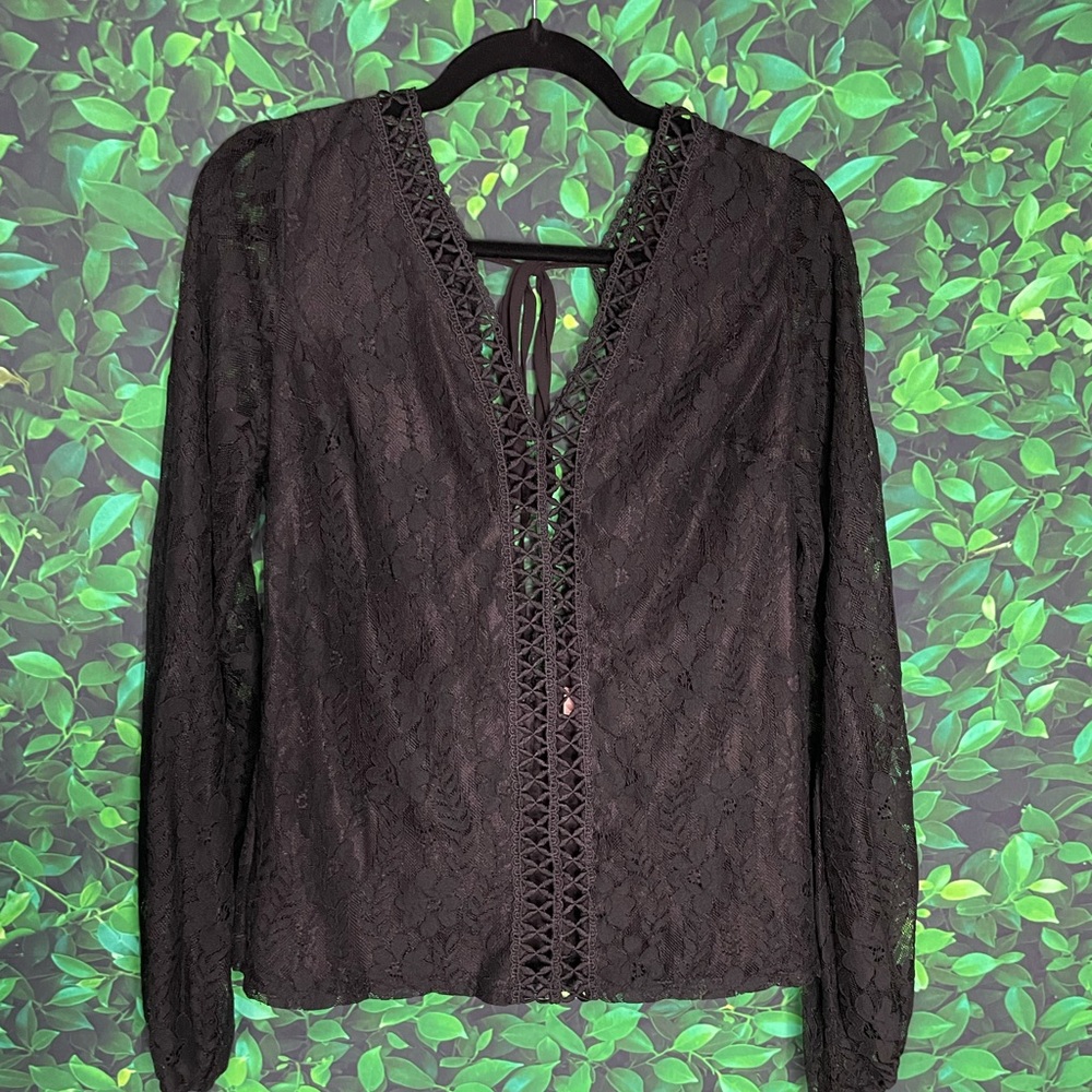 Black lace cut out top size large